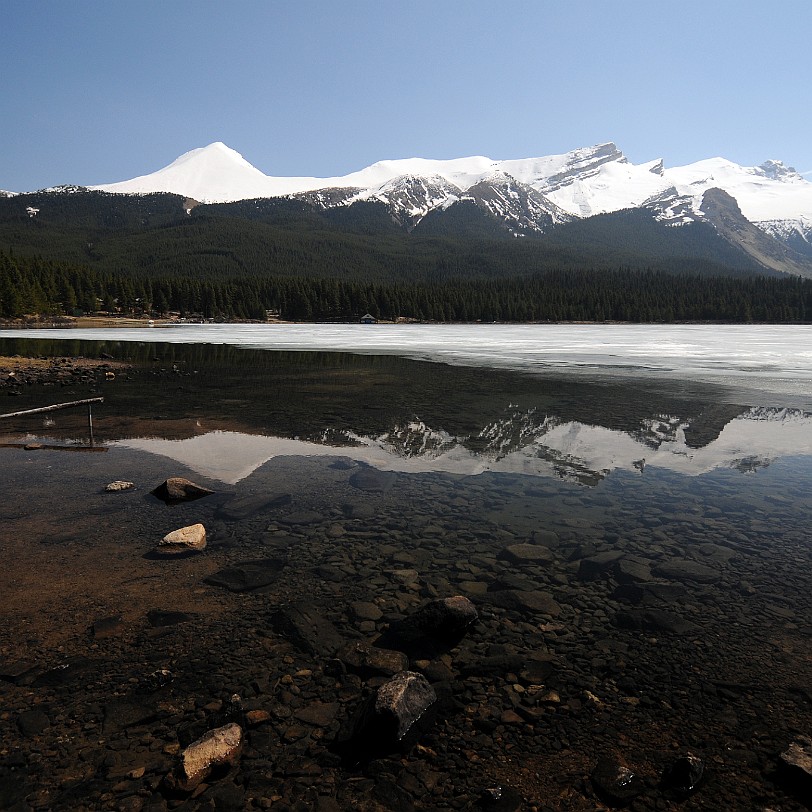 DSC_0575 Kanada; Alberta; Nationalpark; Jasper; Maligne Lake Die Entdeckung des Sees wird Mary Schaffer im Jahr 1908 zugeschrieben, die auf der Suche nach einem von...